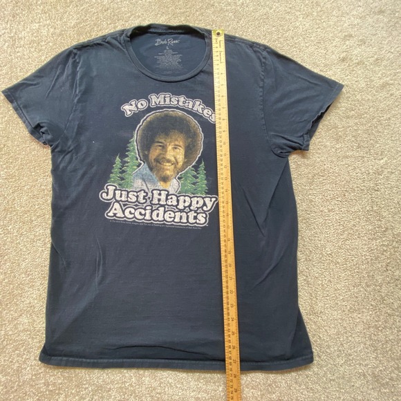 Bob Ross No Mistakes Just Happy Accidents Shirt Mens Large Blue Cotton - Picture 4 of 8